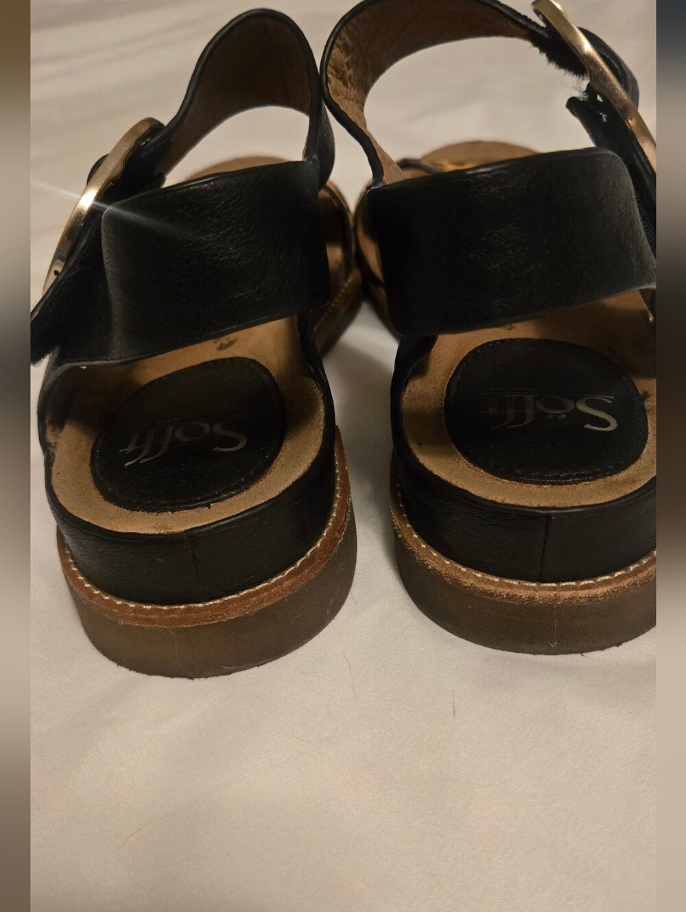 Sofft Women’s Black Leather and Leopard Ankle Strap Sandal, SIZE 9 - Picture 15 of 15